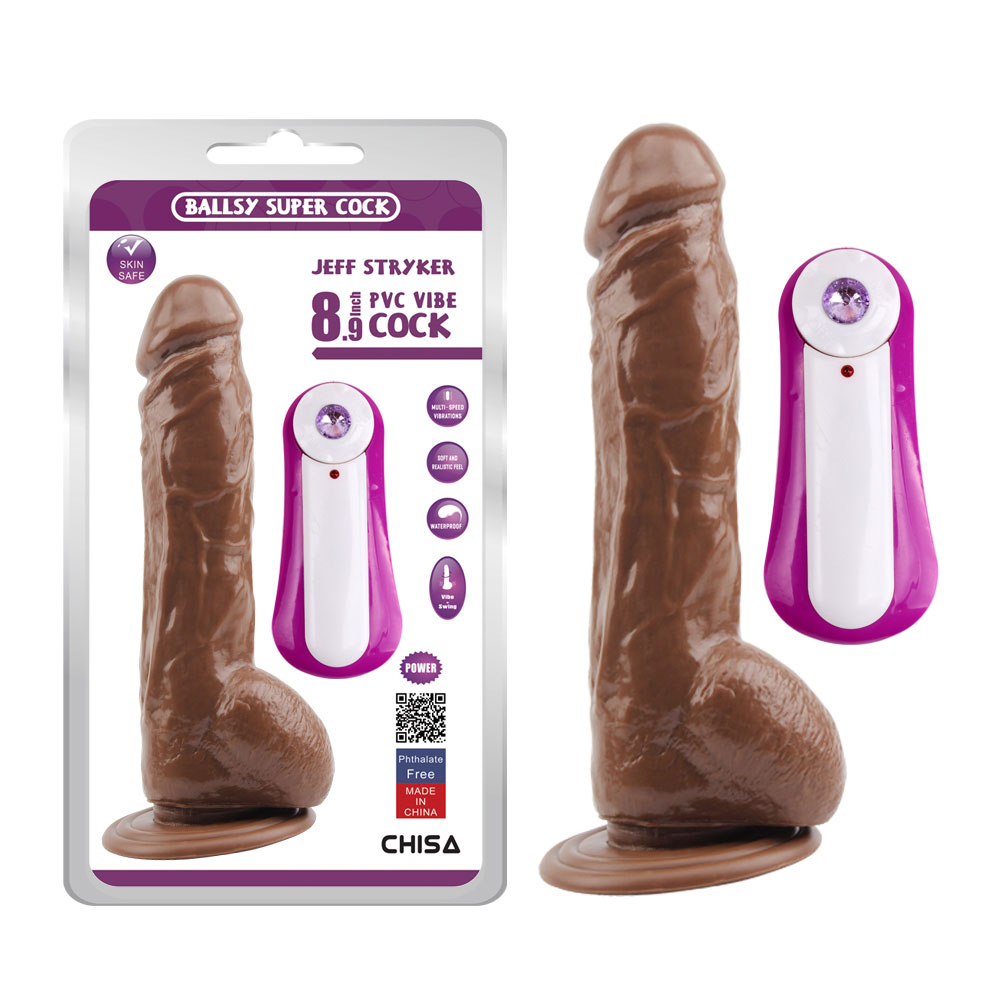 JEFF STRYKER 8.9 Vibračné dildo-hnedé